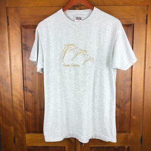 Tultex Vintage Pre-Shrunk Coastal 3 Dolphin Tarpon Springs Gray T-Shirt Festival